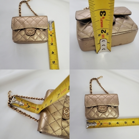 CHANEL Quilted Mini Flap Bag Charm Keychain Gold - Picture 13 of 13